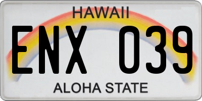 HI license plate ENX039