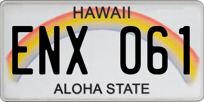HI license plate ENX061
