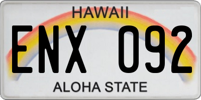 HI license plate ENX092