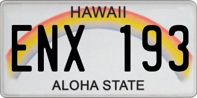 HI license plate ENX193
