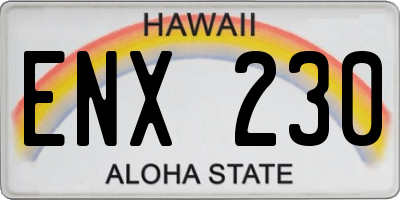 HI license plate ENX230