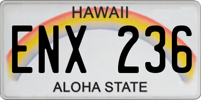 HI license plate ENX236