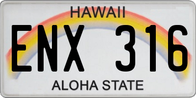 HI license plate ENX316