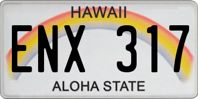 HI license plate ENX317