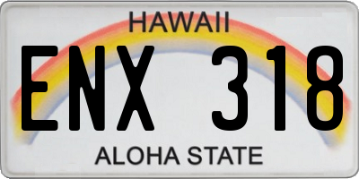 HI license plate ENX318