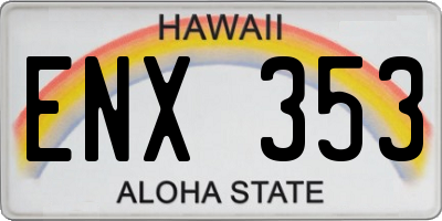 HI license plate ENX353