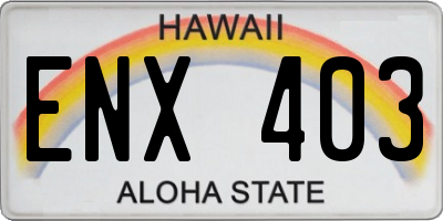 HI license plate ENX403