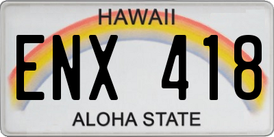 HI license plate ENX418