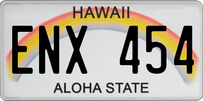 HI license plate ENX454