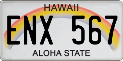 HI license plate ENX567