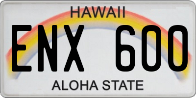 HI license plate ENX600