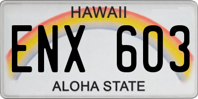 HI license plate ENX603