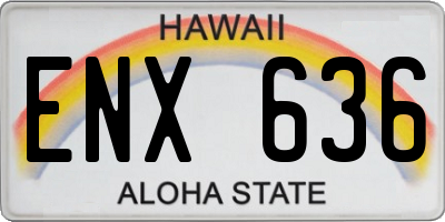 HI license plate ENX636