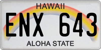 HI license plate ENX643
