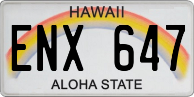 HI license plate ENX647