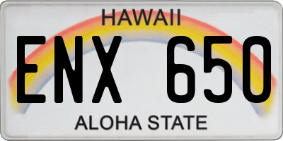 HI license plate ENX650