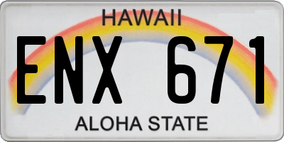 HI license plate ENX671