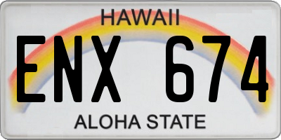 HI license plate ENX674