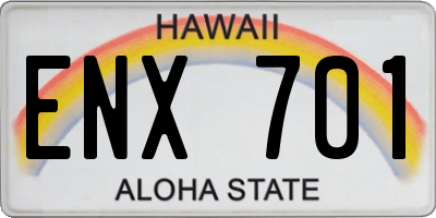 HI license plate ENX701