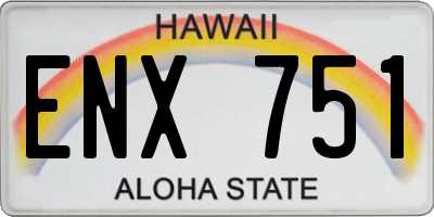 HI license plate ENX751