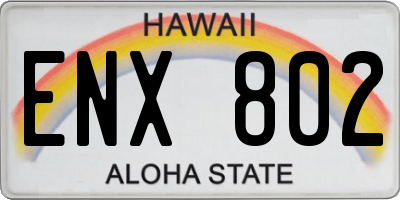 HI license plate ENX802