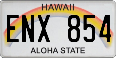 HI license plate ENX854
