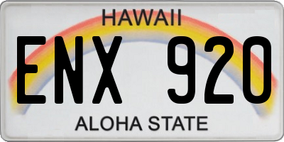 HI license plate ENX920