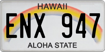 HI license plate ENX947