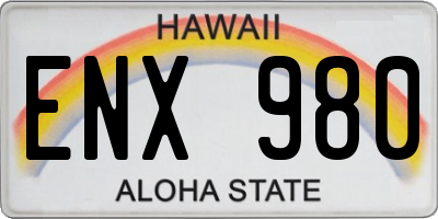 HI license plate ENX980