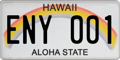 HI license plate ENY001