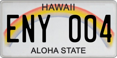 HI license plate ENY004