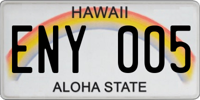 HI license plate ENY005