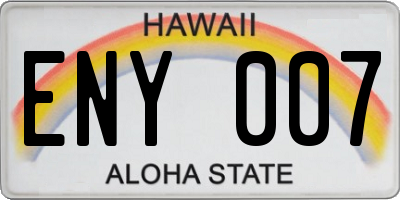 HI license plate ENY007