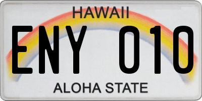 HI license plate ENY010