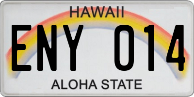 HI license plate ENY014
