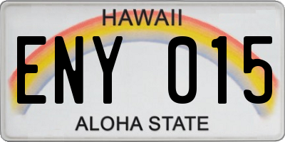 HI license plate ENY015