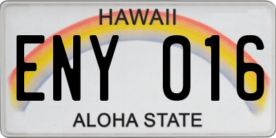 HI license plate ENY016