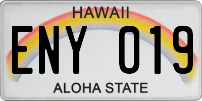 HI license plate ENY019