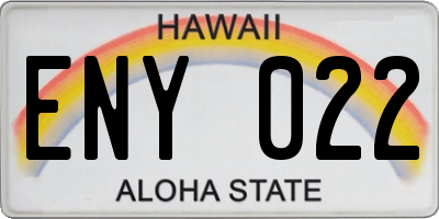 HI license plate ENY022