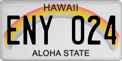 HI license plate ENY024