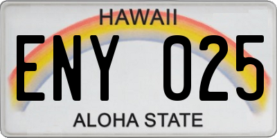 HI license plate ENY025