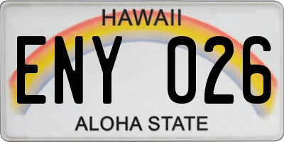 HI license plate ENY026