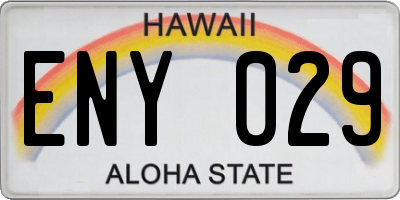 HI license plate ENY029