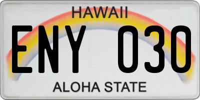 HI license plate ENY030