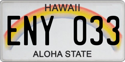 HI license plate ENY033