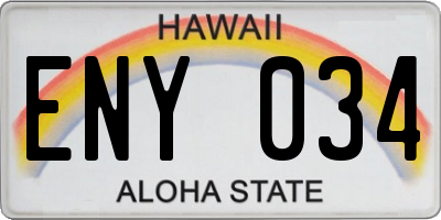 HI license plate ENY034