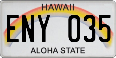 HI license plate ENY035
