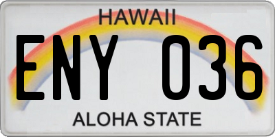 HI license plate ENY036