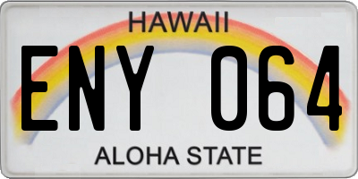 HI license plate ENY064