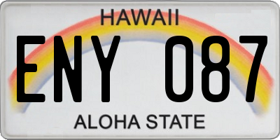 HI license plate ENY087